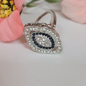 NWT ART DECO SILVER EDWARDIAN STYLE SAPPHIRE RING. BEAUTIFUL.